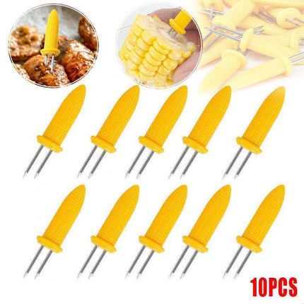 BBQ Corn Holders Set of 10 Reusable Stainless Steel Skewers for Kitchen and Grill.