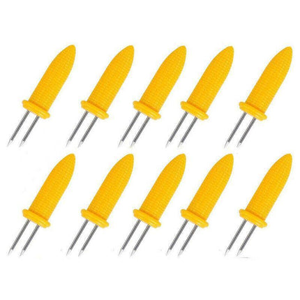BBQ Corn Holders Set of 10 Reusable Stainless Steel Skewers for Kitchen and Grill.
