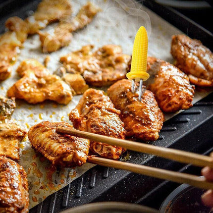 BBQ Corn Holders Set of 10 Reusable Stainless Steel Skewers for Kitchen and Grill.