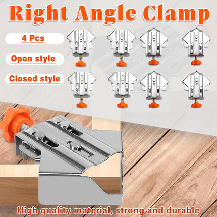 Angle Clamp Set 4pcs 90-Degree Adjustable L Shape Corner Woodworking Position - Closed style.