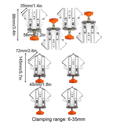 Angle Clamp Set 4pcs 90-Degree Adjustable L Shape Corner Woodworking Position - Closed style.