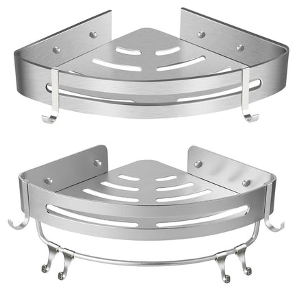 Wall Mounted Bathroom Shelf Triangle Corner Shower Storage Rack for Toiletries - Single layer with rod.
