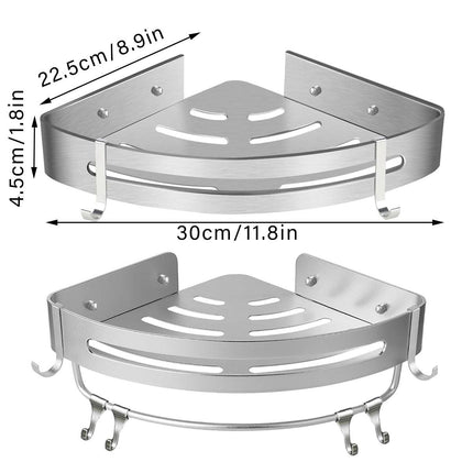Wall Mounted Bathroom Shelf Triangle Corner Shower Storage Rack for Toiletries - Single layer with rod.