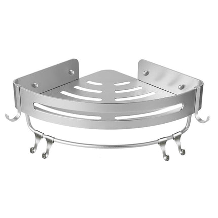 Wall Mounted Bathroom Shelf Triangle Corner Shower Storage Rack for Toiletries - Single layer with rod.