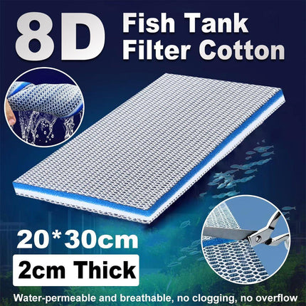 Aquarium 8D Filter Cotton Fish Tank Water Purification Sponge Material Pad.