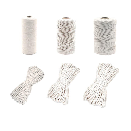 Cotton Rope Macrame Cord 1-12mm DIY Craft Tapestry Binding Decorative String - 6mm x 100m.
