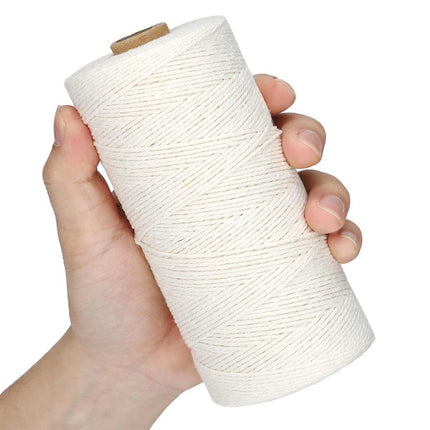 Cotton Rope Macrame Cord 1-12mm DIY Craft Tapestry Binding Decorative String - 6mm x 100m.