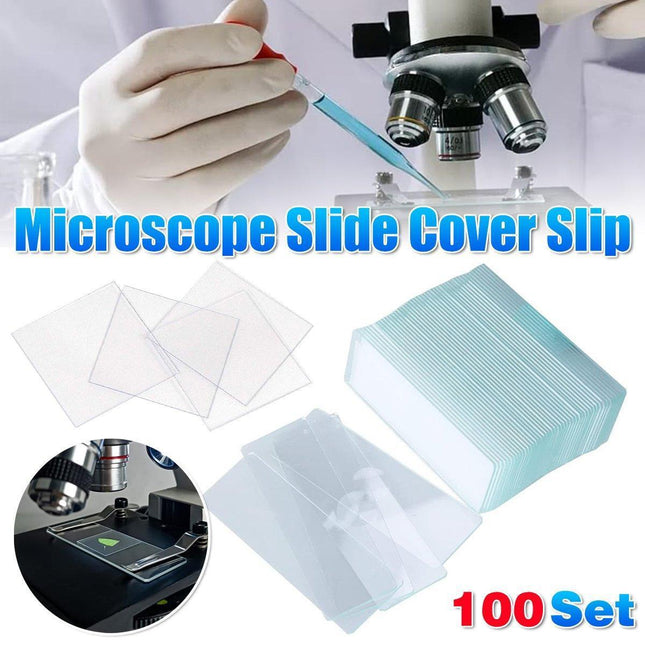 100set Microscope Slide Coverslips for Laboratory Use Glass Slides Research Tool.