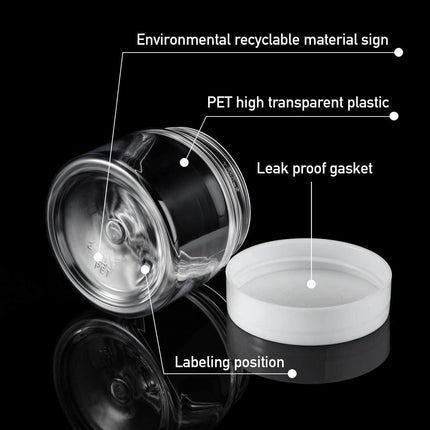 10pcs Transparent Wide Mouth Cream Dispenser White Lid Bottle Plastic Jar - 80ml.