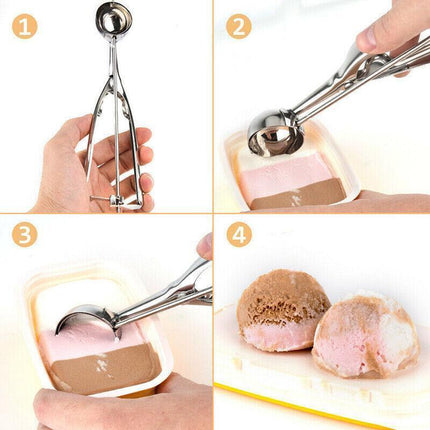 Stainless Steel Icecream Ice Cream Scoop Cookie Dough Mash Spoon Trigger 6Cm Dia.