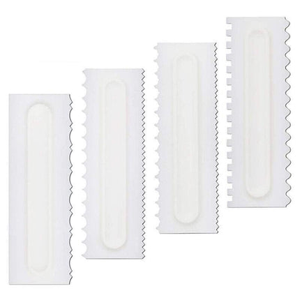 4Pcs Cake Decorating Icing Smoother Edge Frosting Scraper Comb Pastry Spatulas.