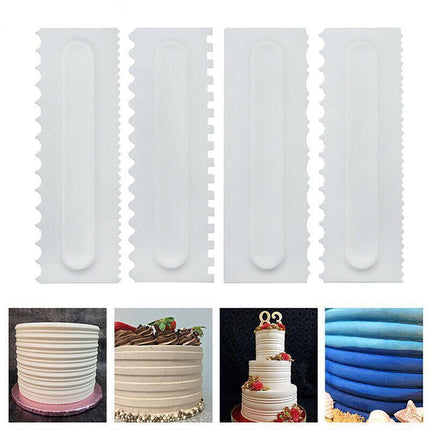 4Pcs Cake Decorating Icing Smoother Edge Frosting Scraper Comb Pastry Spatulas.