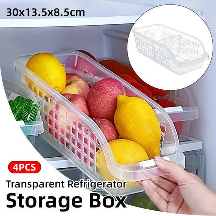 4pcs Refrigerator Storage Box Transparent Plastic Household Organizer Kitchen.