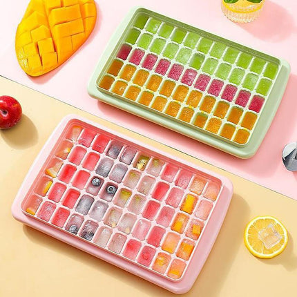 55 Grids Ice Cube Tray Mould With Lid And Storage Box Scoop Set Maker Ice Cube - Blue.