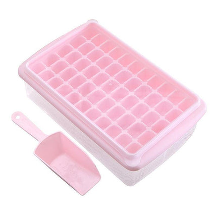 55 Grids Ice Cube Tray Mould With Lid And Storage Box Scoop Set Maker Ice Cube - Blue.