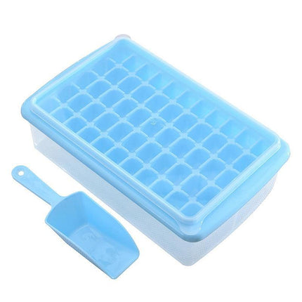 55 Grids Ice Cube Tray Mould With Lid And Storage Box Scoop Set Maker Ice Cube - Blue.