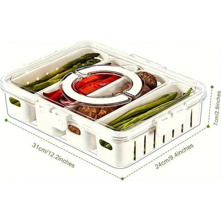 Refrigerator Crisper Storage Box Food Organizer Container for Kitchen Fridge.