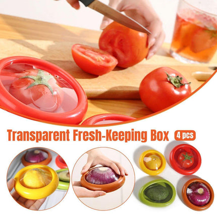 4PCS Vegetable Fruit Shaped Storage Saver Food Containers for Fridge Kitchen.