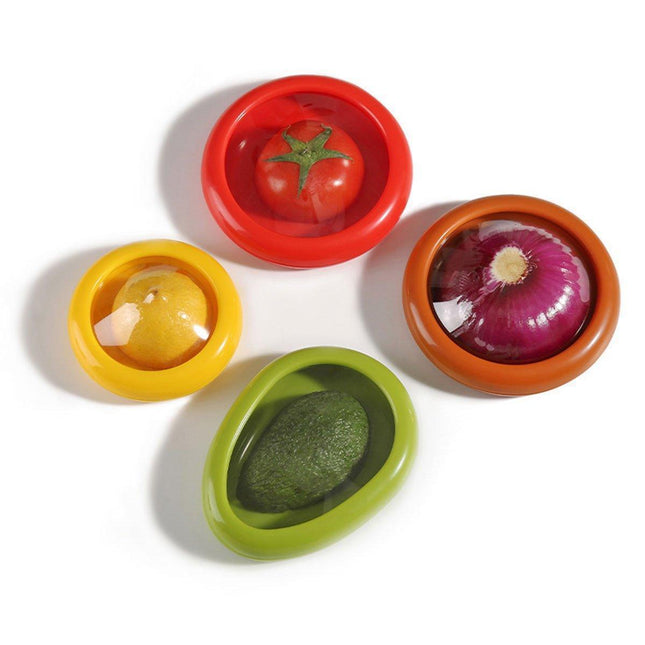 4PCS Vegetable Fruit Shaped Storage Saver Food Containers for Fridge Kitchen.