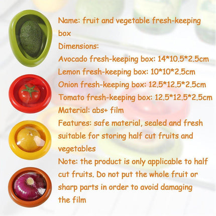 4PCS Vegetable Fruit Shaped Storage Saver Food Containers for Fridge Kitchen.