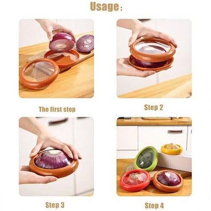 4PCS Vegetable Fruit Shaped Storage Saver Food Containers for Fridge Kitchen.