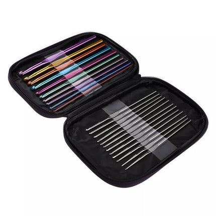22PCS Crochet Hook Set Aluminium Knitting Needles with Case for DIY Yarn Craft.