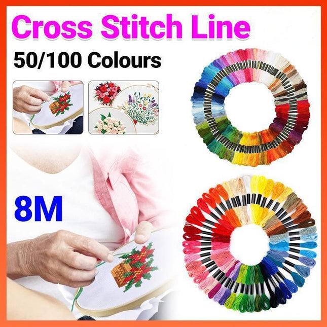 50/100 Colours Colourful Egyptian Cross Stitch Cotton Embroidery Threads - 50PCS (50 Colours).
