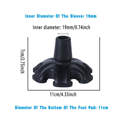 2PCS 19MM Non-Slip Rubber Foot Pads for Walking Cane Crutch Support Replacement.