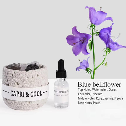 Crystal Stone Oil Diffuser Passive Aromatherapy Set White Natural Bedroom Decor - Blue Bellflower.