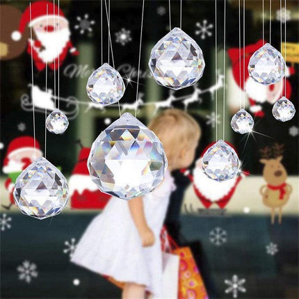 12Pcs 30mm Suncatcher Chandelier Clear Glass Prism Crystal Ball Pendant Set.