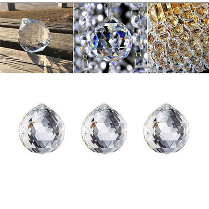 12Pcs 30mm Suncatcher Chandelier Clear Glass Prism Crystal Ball Pendant Set.