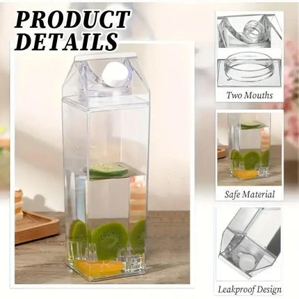 4pcs Large Capacity Square Mug Transparent Plastic Water Juice Drinking Cups.