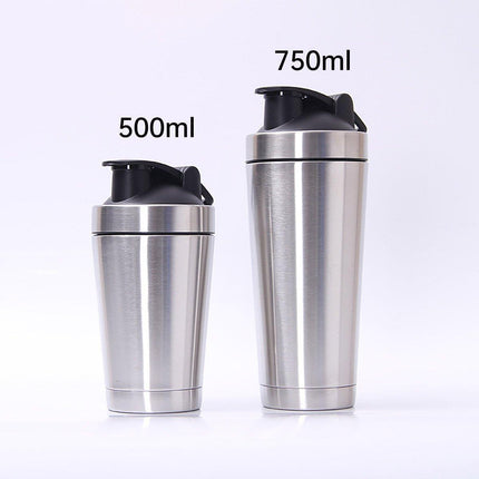 500/750ML Stainless Steel Protein Blender Shaker Cup Bottle Mixed Water Sport - 750ml.
