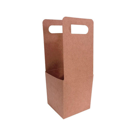 100pcs Kraft Paper Cup Holder Portable Coffee Drink Carrier Reusable Storage - Handheld Double Cup.