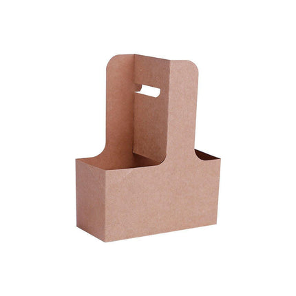 100pcs Kraft Paper Cup Holder Portable Coffee Drink Carrier Reusable Storage - Handheld Single Cup.