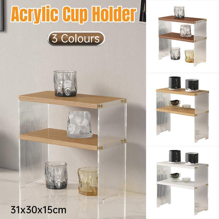 Acrylic Desktop Cup Holder Multi-Purpose Portable Storage Organizer For Home - Brown.
