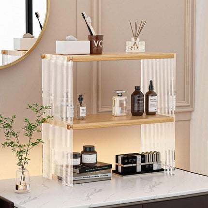 Acrylic Desktop Cup Holder Multi-Purpose Portable Storage Organizer For Home - Brown.