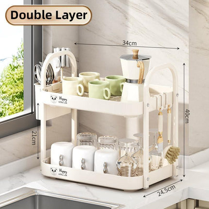Double Layer Shelf Storage Rack for Water Cups Tea Cups Organizer Kitchen Rack.