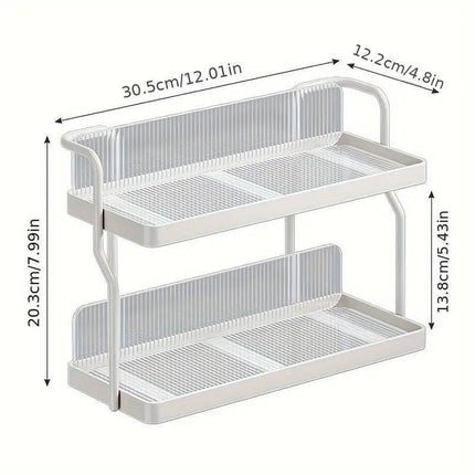 2 Tier Shelf Kitchen Storage Rack Organizer for Home and Countertop Organization.