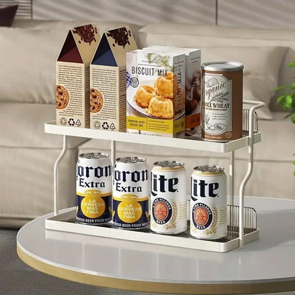 2 Tier Shelf Kitchen Storage Rack Organizer for Home and Countertop Organization.
