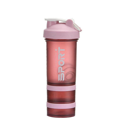 Powder Milkshake Drink Cup Sport Water Bottle 500Ml 3 Tier Protein Shaker Pill - Orange.