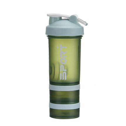 Powder Milkshake Drink Cup Sport Water Bottle 500Ml 3 Tier Protein Shaker Pill - Orange.
