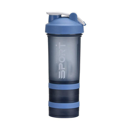 Powder Milkshake Drink Cup Sport Water Bottle 500Ml 3 Tier Protein Shaker Pill - Orange.