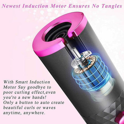 Lcd Cordless Auto Rotating Hair Curler Hair Waver Curling Iron Wireless Ceramic - Colourful.
