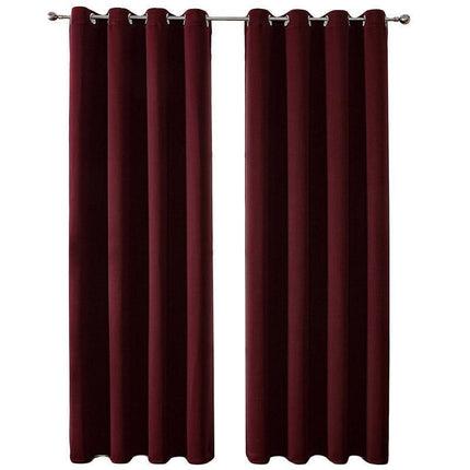 2pcs Semi Blackout Curtain Fabric Solid Colour Home Decor Drapes for Living Room - Yellow - 132x160cm.