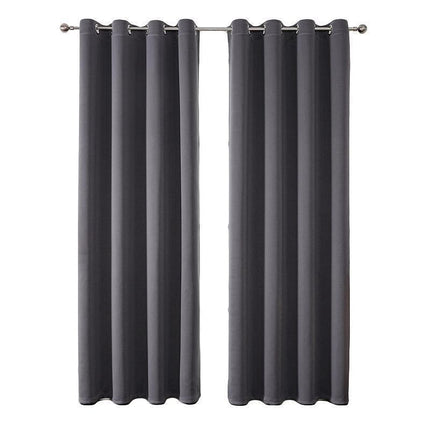 2pcs Semi Blackout Curtain Fabric Solid Colour Home Decor Drapes for Living Room - Light Grey - 132x244cm.