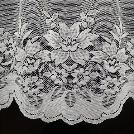 2Pcs/Set White Lace Kitchen Home Window Cafe Curtain W Scallope Edge 160Cm Wide.