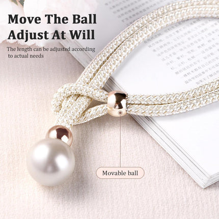 Curtain Tiebacks Pearl Strap Set 3 Pairs Decorative Buckle Holder Rings Hooks - Grey.