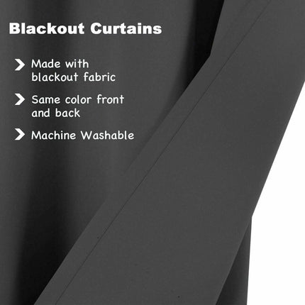 2pcs Semi Blackout Curtain Fabric Solid Colour Home Decor Drapes for Living Room - Dark Grey - 132x160cm.