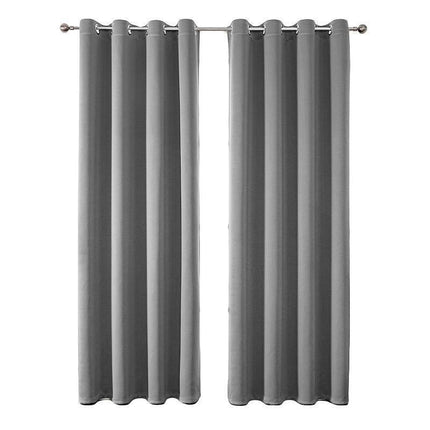 2pcs Semi Blackout Curtain Fabric Solid Colour Home Decor Drapes for Living Room - Dark Grey - 132x213cm.